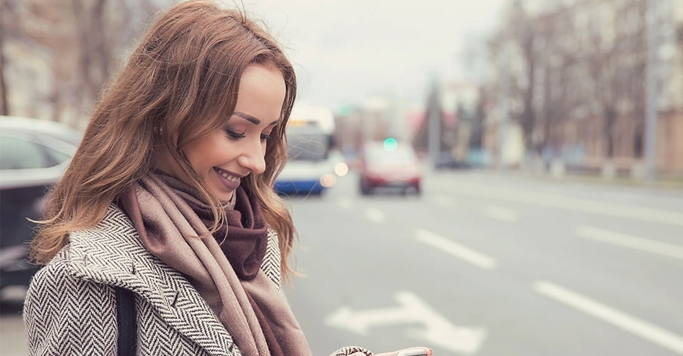 Walking around the city while texting