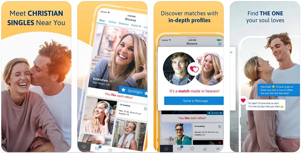 Christian Mingle app screenshots from iOS