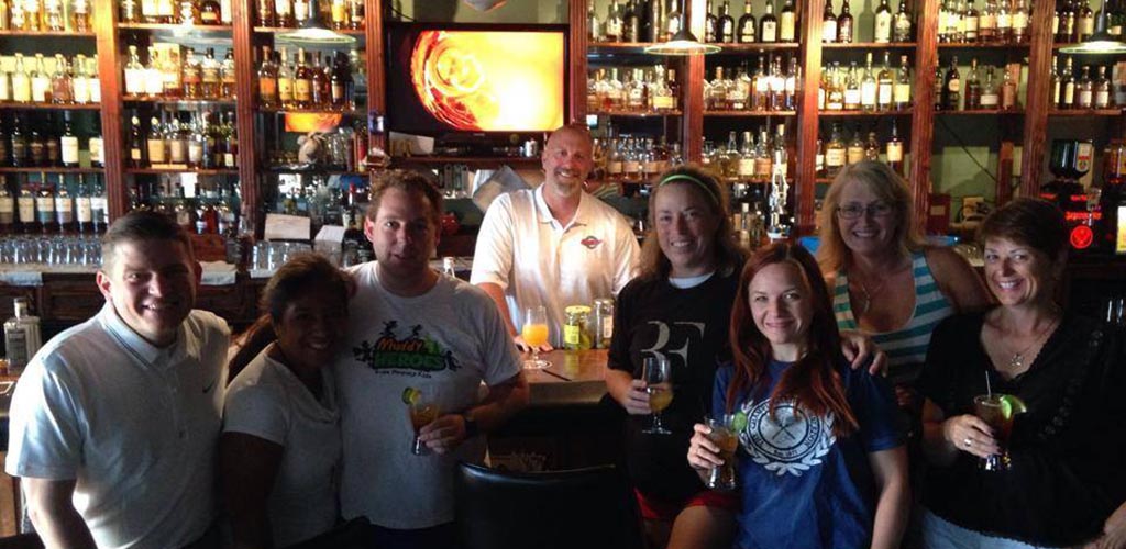 Friends enjoying an evening at Library Pub