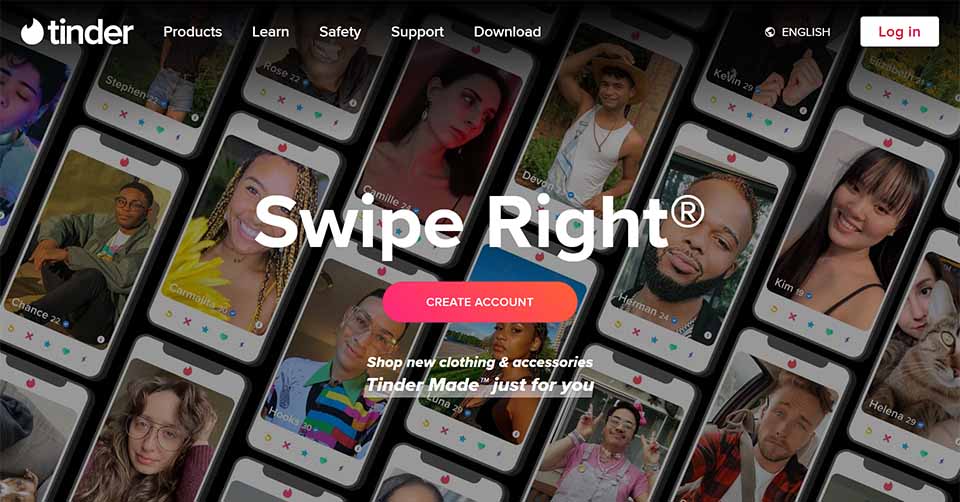 Tinder landing page