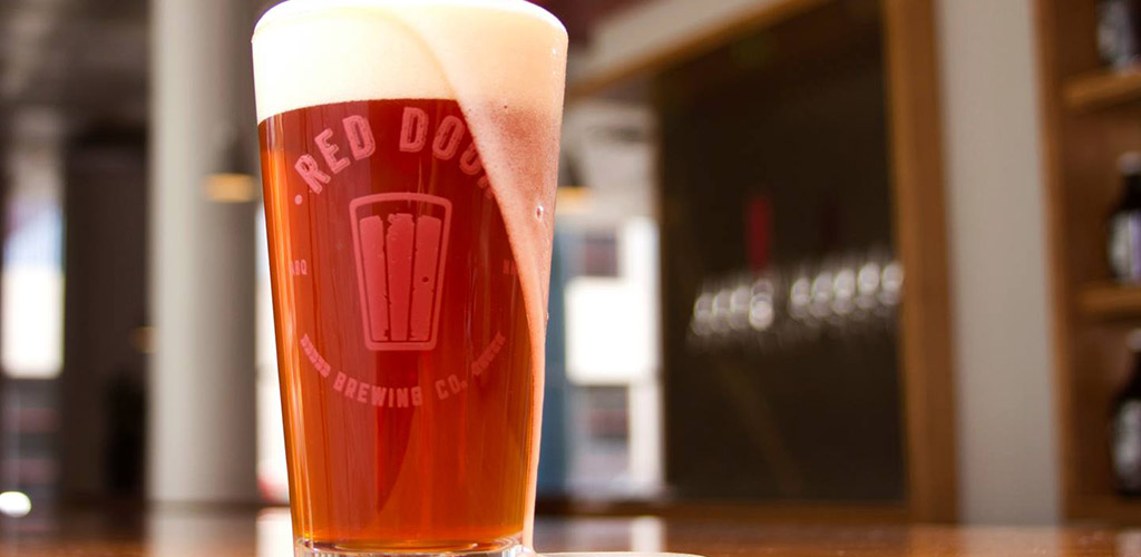 Overflowing beer at Red Door Brewing