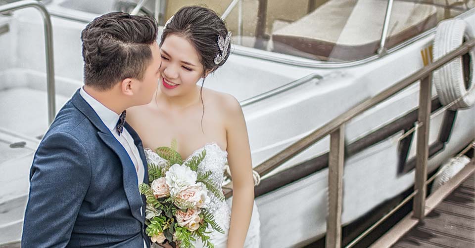 A couple on their wedding day