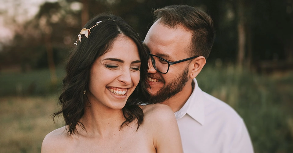 A married couple in a park