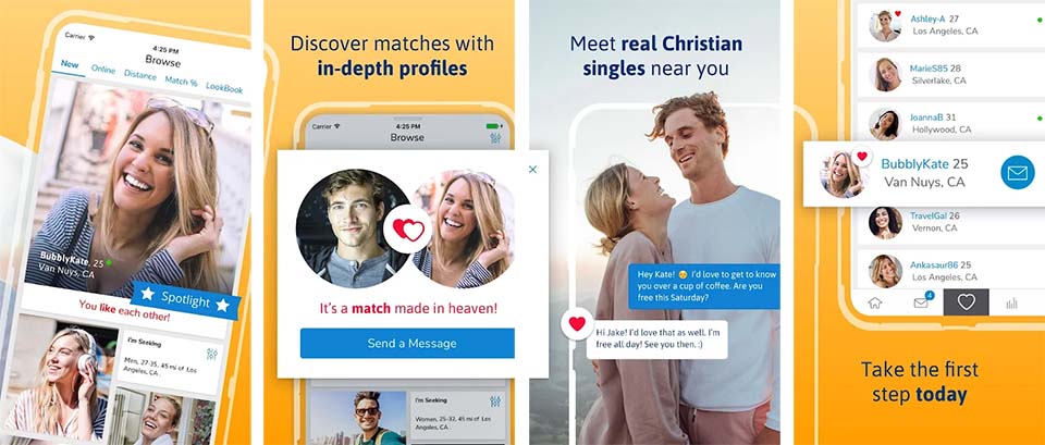 iOS Screenshots of Christian Mingle