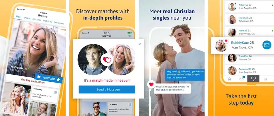 iOS Screenshots of Christian Mingle