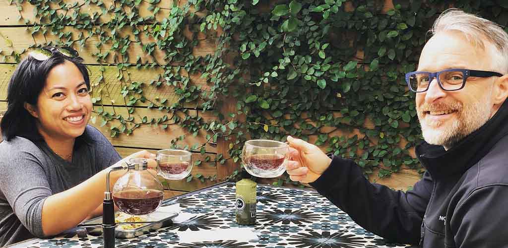 A couple on a date at Siphon Coffee