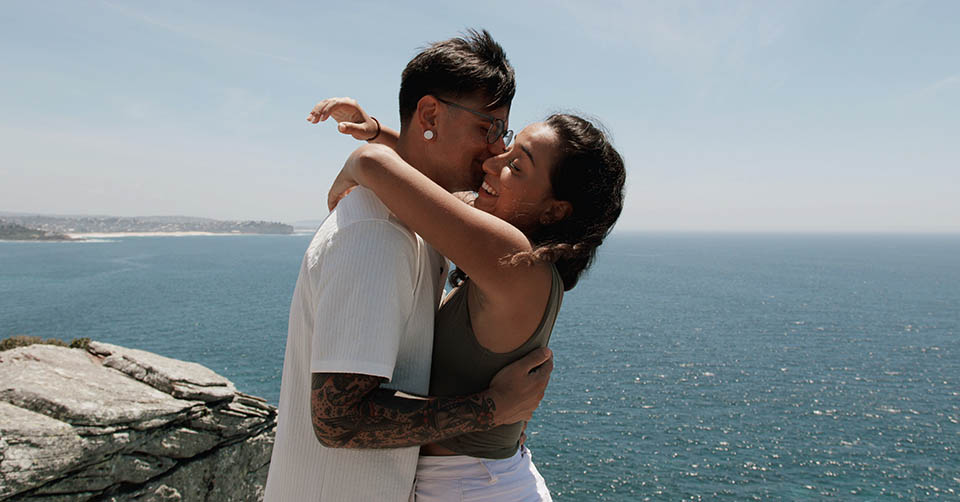 A couple on a seaside date