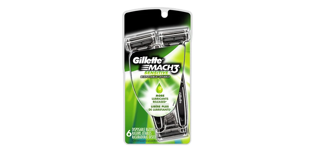 The Gillette Mach3 Men’s Disposable Razor, Sensitive is the Top Rated Disposable Razors for Beginners