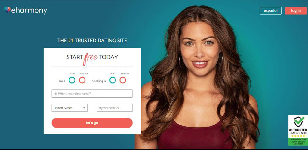 Homepage for eharmony dating app