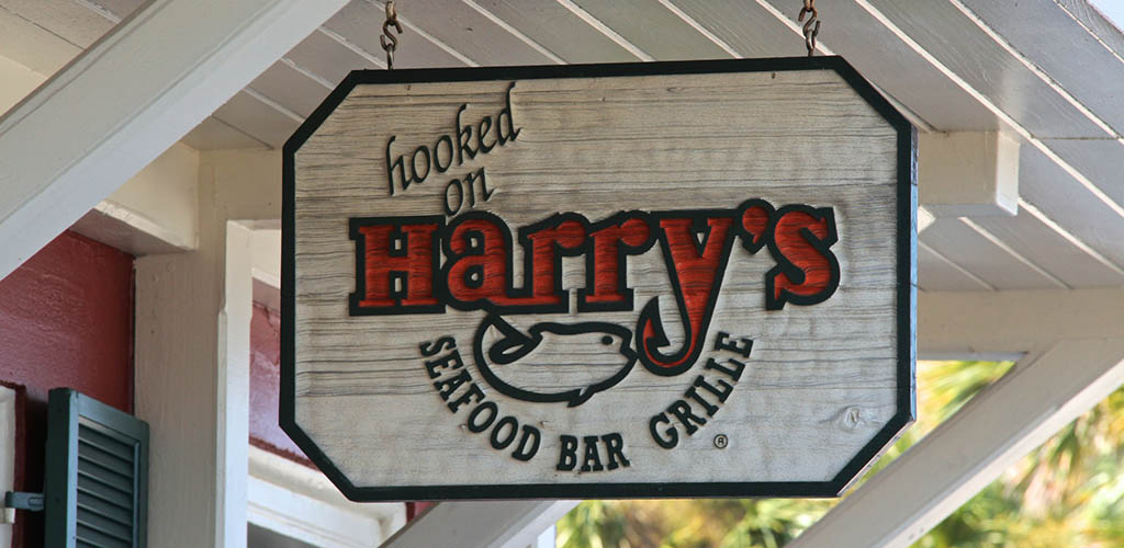 Sign outside of Harry’s Seafood Bar & Grille