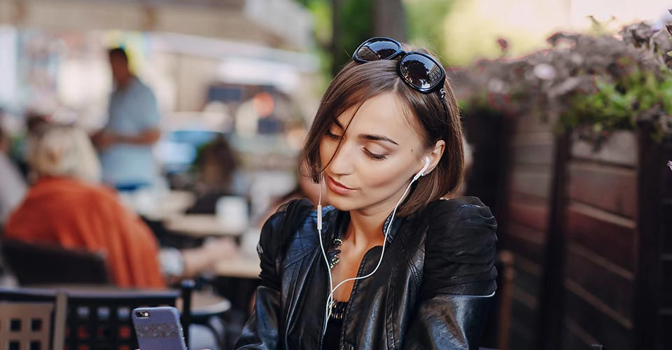 beautiful girl enjoys gadgets