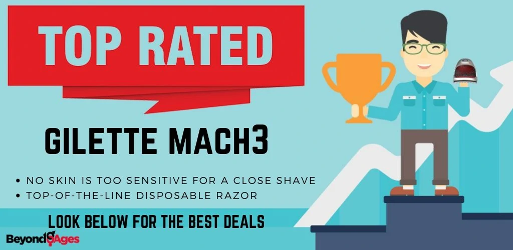 Gilette Mach 3 is the top rated Disposable Razor for Sensitive Skin