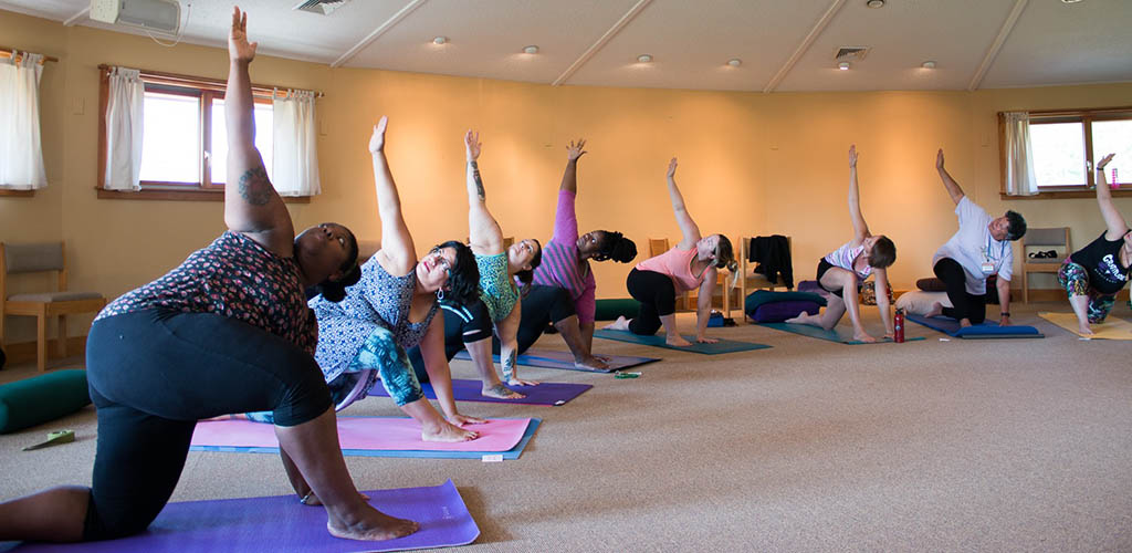 BBW in San Francisco in a yoga class at Body Positive Yoga