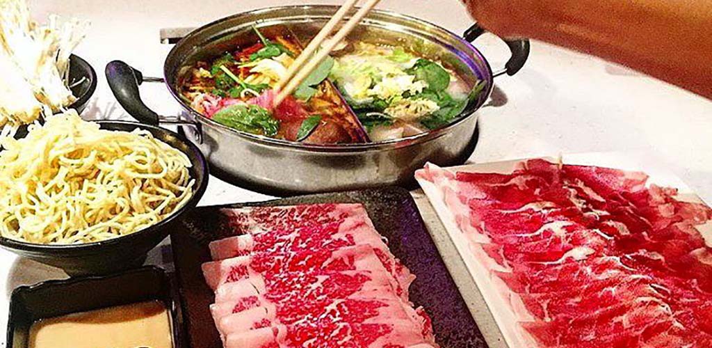 A hotpot bowl at Heat Shabu