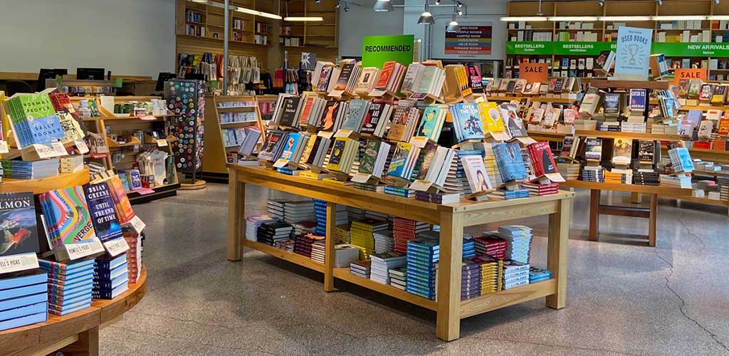 Books on display at Powells Books