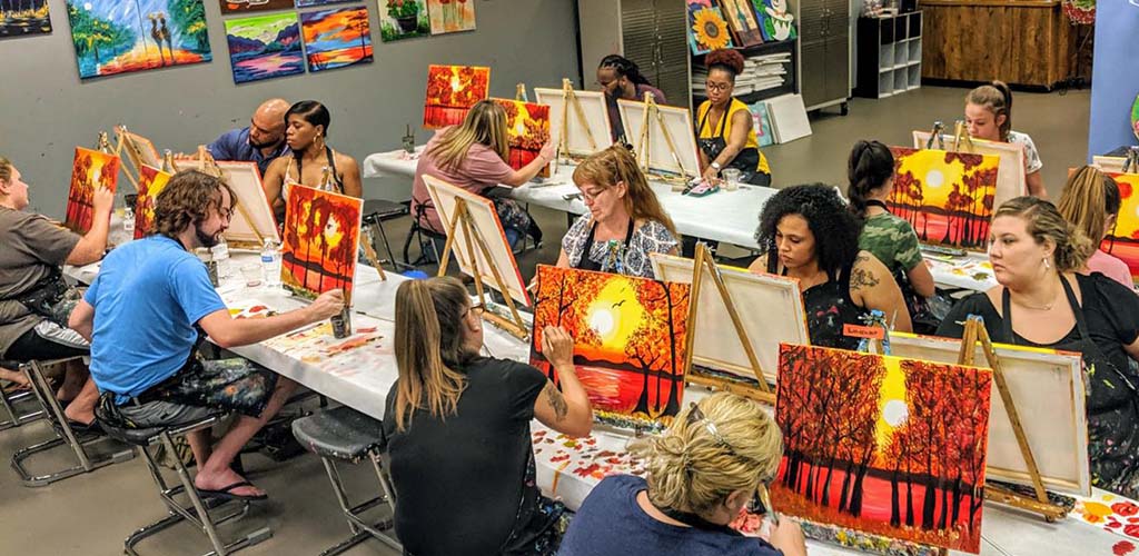 A painting class at Uptown Art with BBW in Louisville