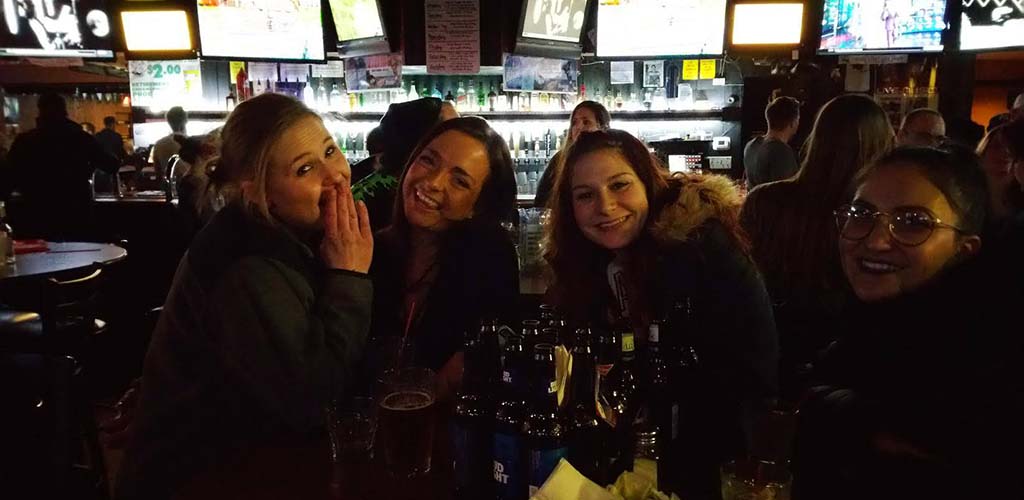 Girls drinking beers at Bier Stube