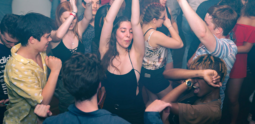 The wild dance floor at Club Unity