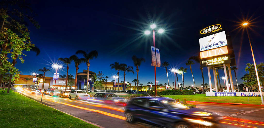 Marina Pacifica Mall at night