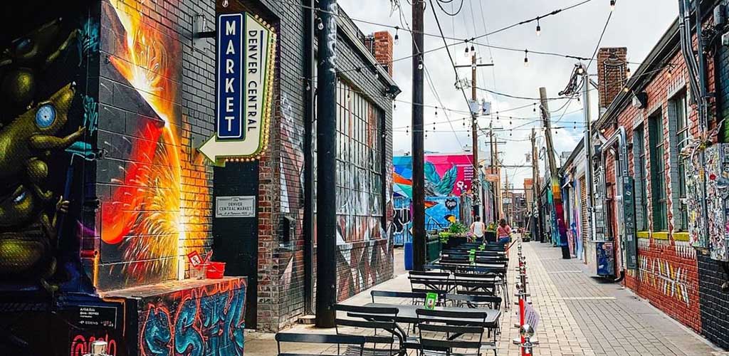 The colorful streets of Denver Central Market