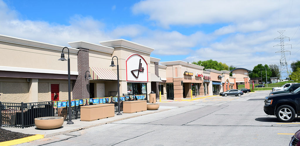 The Westwood Plaza Mall on a sunny day