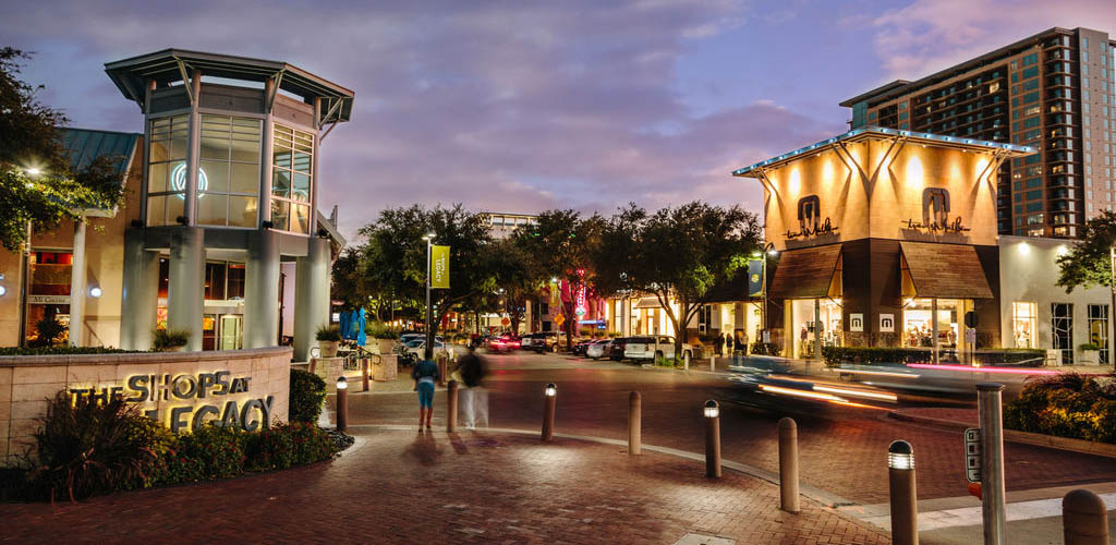 The Shops at Legacy at night