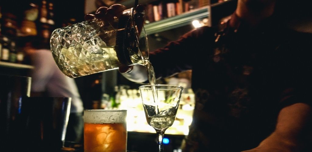 Bartender mixing cocktails at the MilkThistle in Bristol