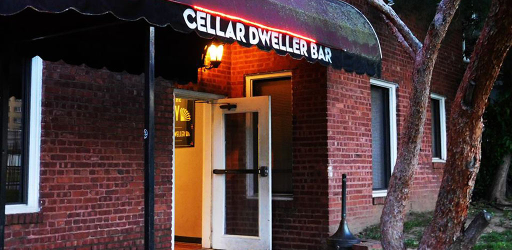 Simple brick exterior of Cellar Dweller Bar