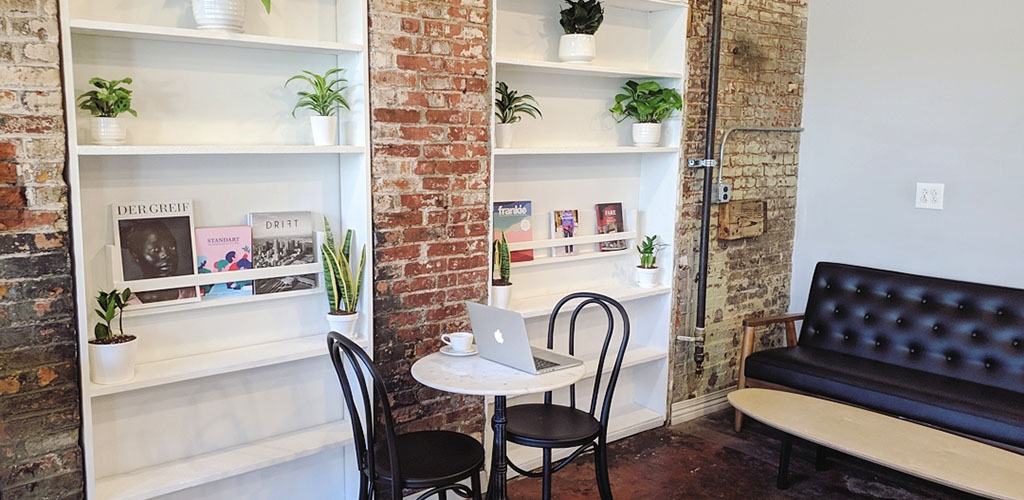 A cozy reading nook from duck-rabbit Cafe