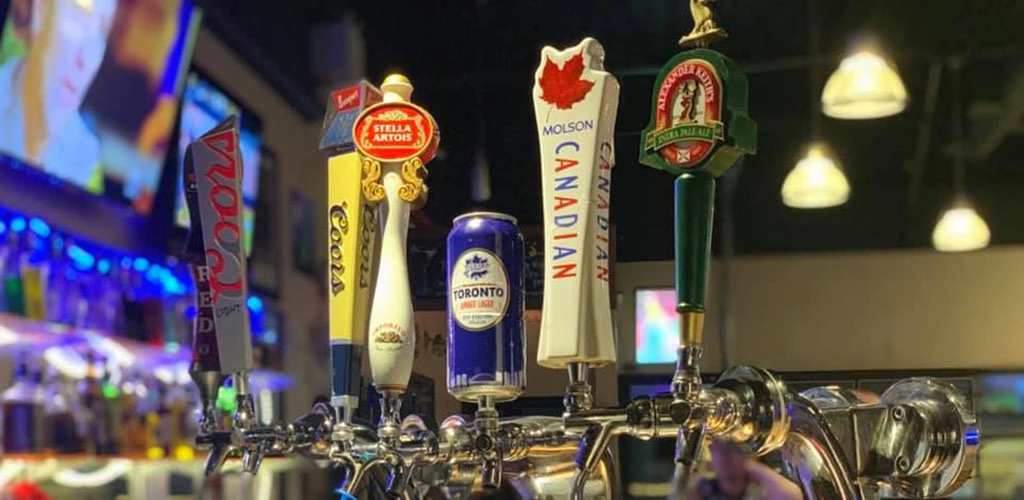 Beer tap handles at Ellen's Bar and Grill