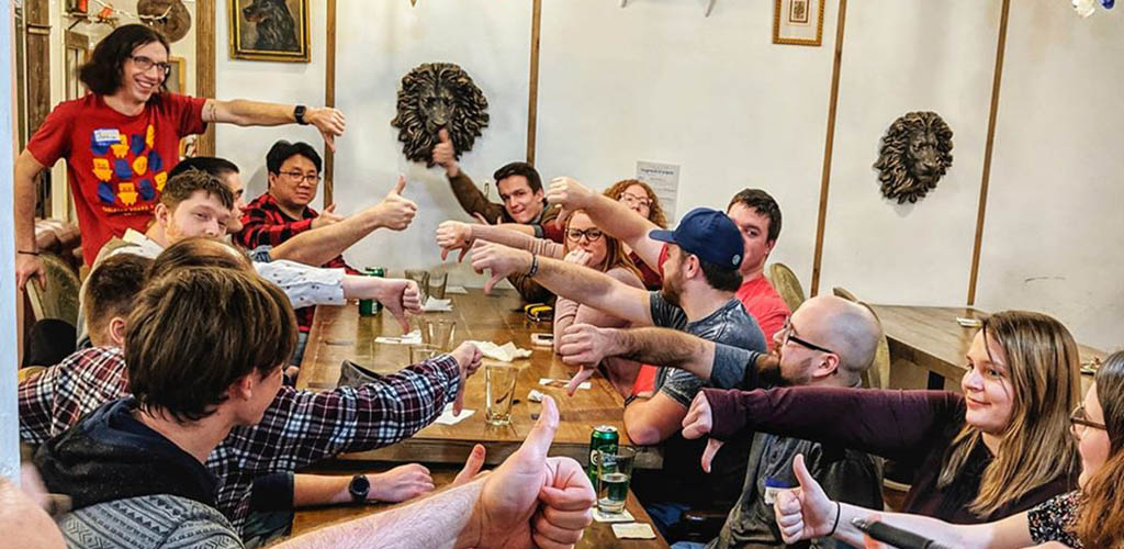 A Cleveland BBW playing boardgames at Tabletop Boardgame Cafe