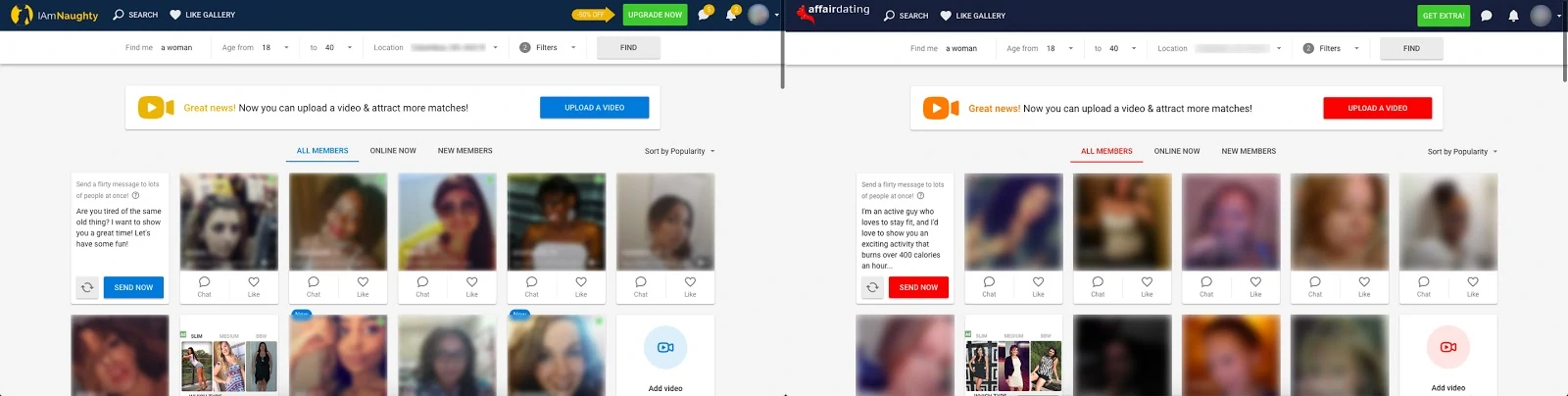 IAmNaught and AffairDating Website Comparison