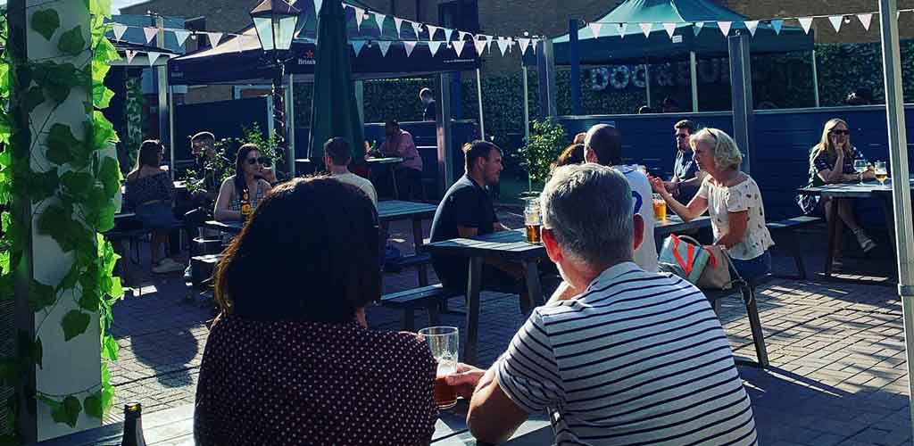 The outdoor area of Dog and Bull