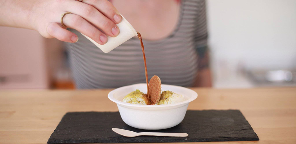 A woman making affogato at Drip