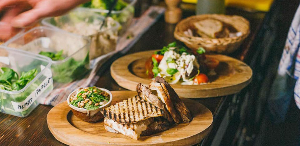 Sandwiches and salad from Coco's Cantina