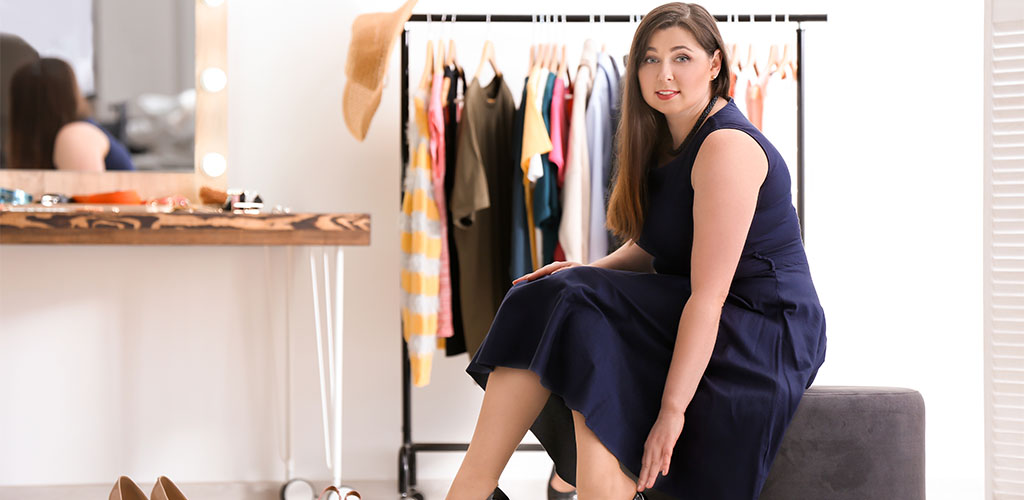 Woman at a plus-sized department store