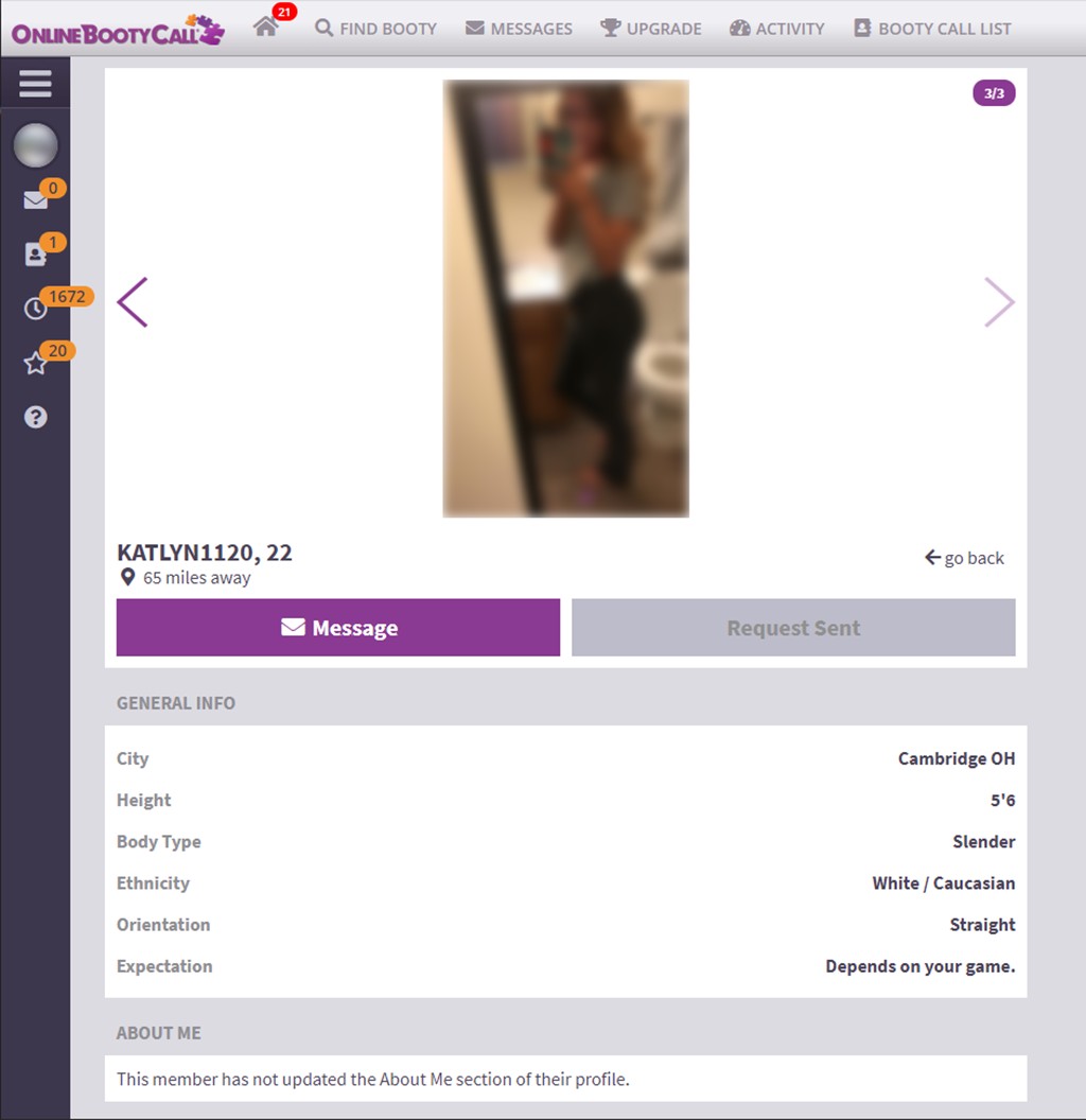 OnlineBootyCall Profile Screenshot