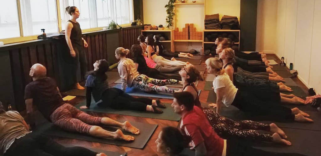 Sheffield singles posing during a yoga class at Unity Yoga 