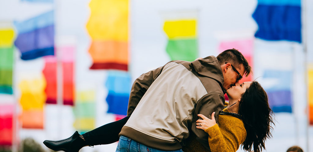 A couple making out at Austin City Limits Music Festival