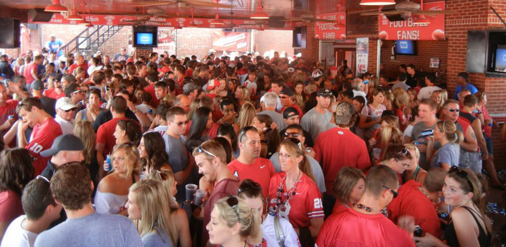 A huge crowd of young sports fans at Varsity Club Restaurant & Bar