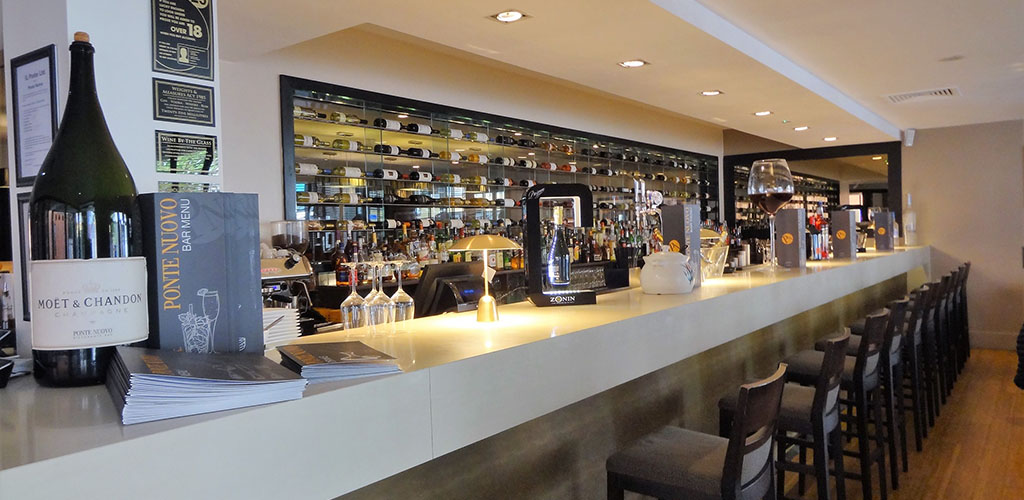 The clean and crisp bar at Ponte Nuovo