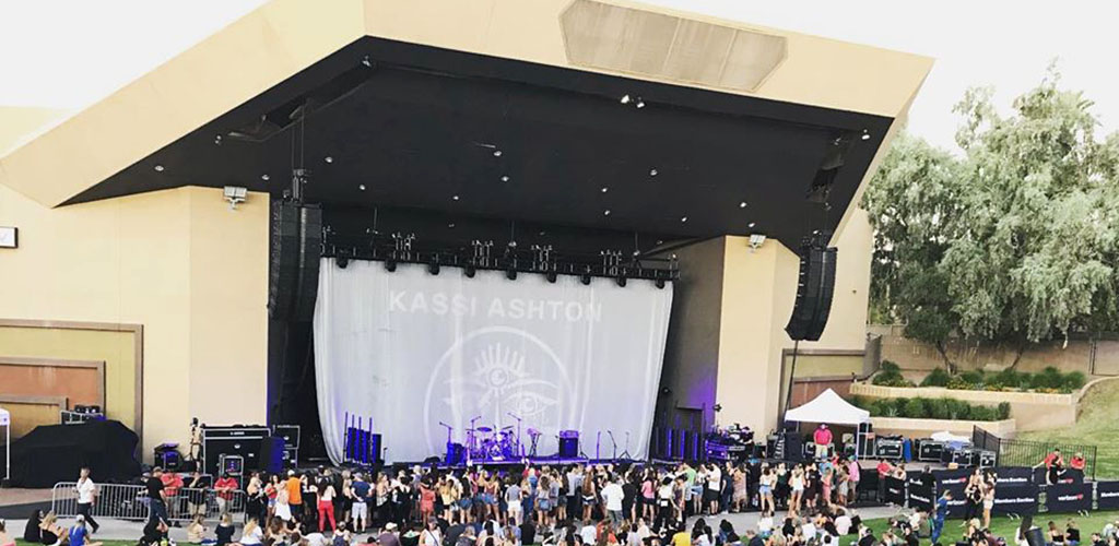 People watching a performance at the Mesa Amphitheatre