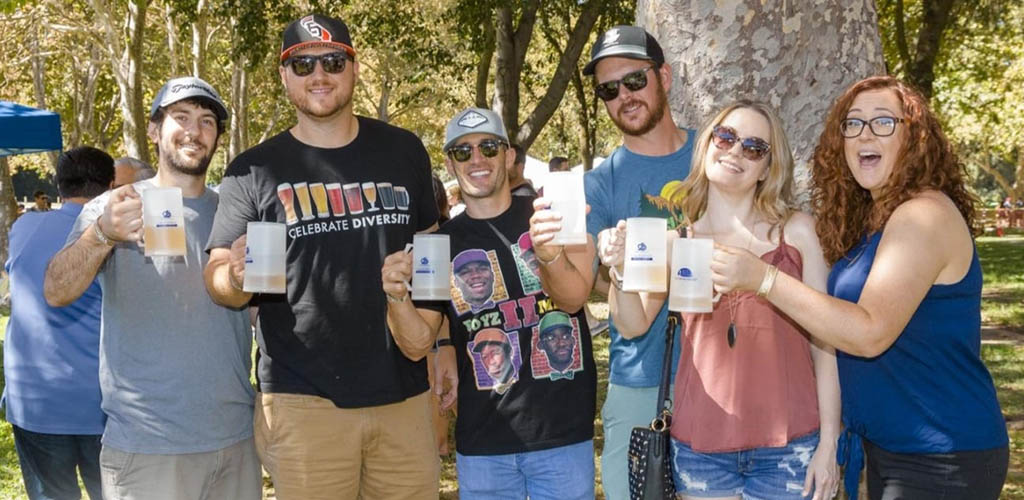 Young folks trying out different beers at California Brewers Festival