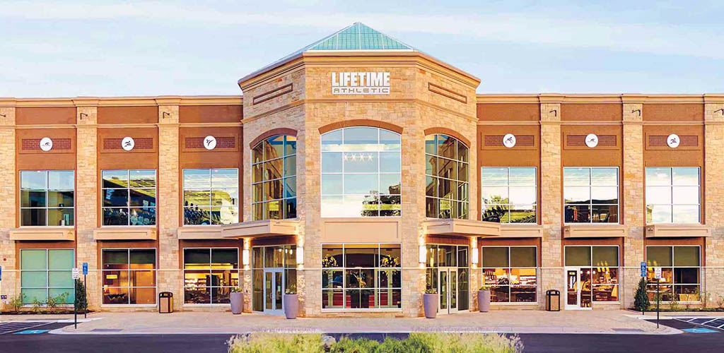 The regal exterior of Life Time Fitness