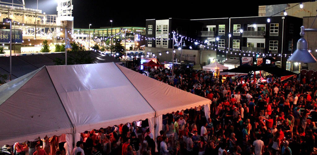 A huge crowd at The Slowdown before a live performance