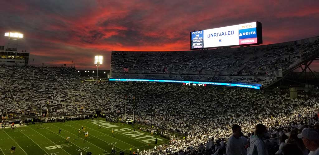 Thousands of people at a football game