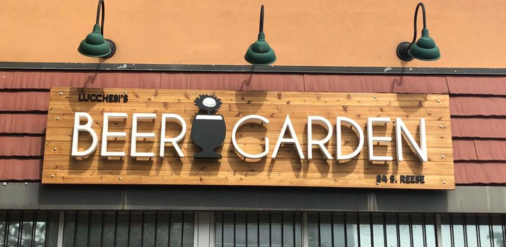 The sign of Lucchesi's Beer Garden