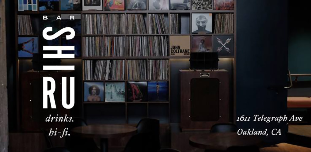 A wall of records at Bar Shiru