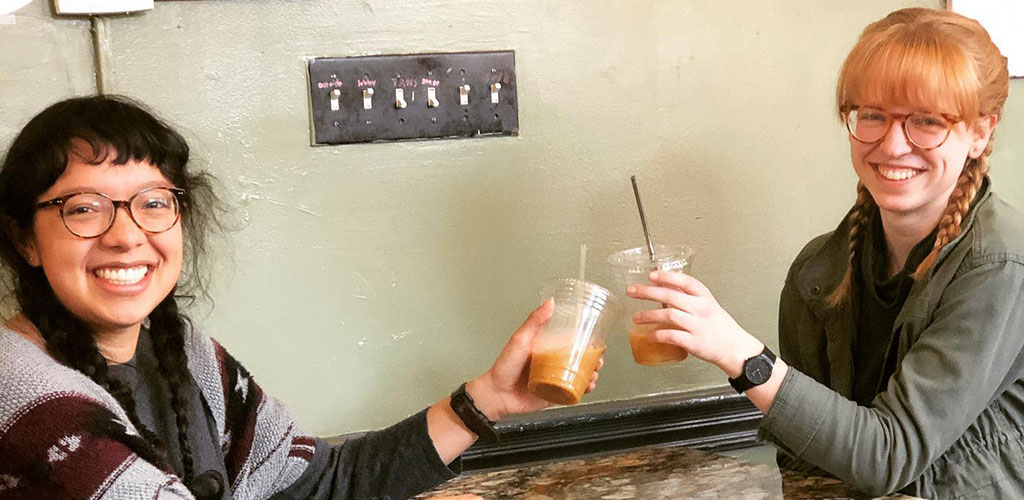 Students on a coffee break at Common Grounds Coffee House