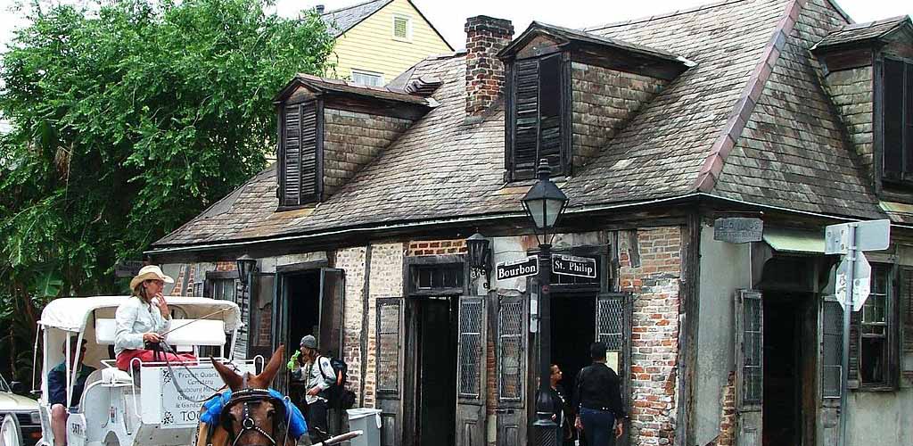 The exterior of Lafitte's Blacksmith Shop Bar